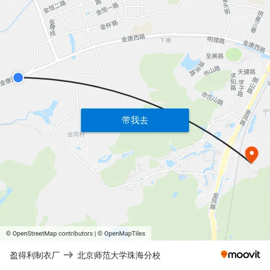 盈得利制衣厂 to 北京师范大学珠海分校 map