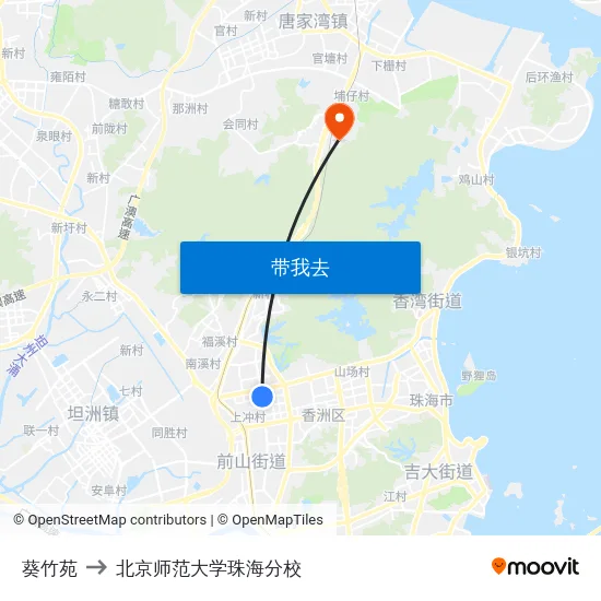 葵竹苑 to 北京师范大学珠海分校 map