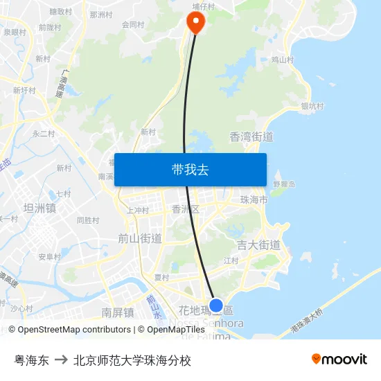 粤海东 to 北京师范大学珠海分校 map