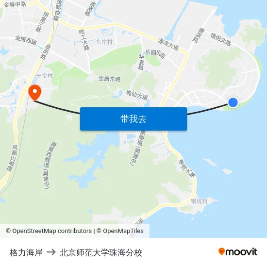 格力海岸 to 北京师范大学珠海分校 map