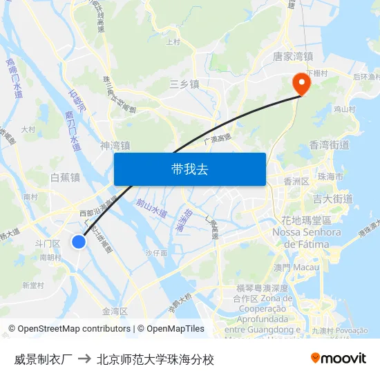 威景制衣厂 to 北京师范大学珠海分校 map
