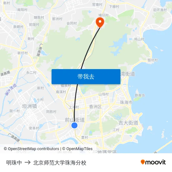 明珠中 to 北京师范大学珠海分校 map