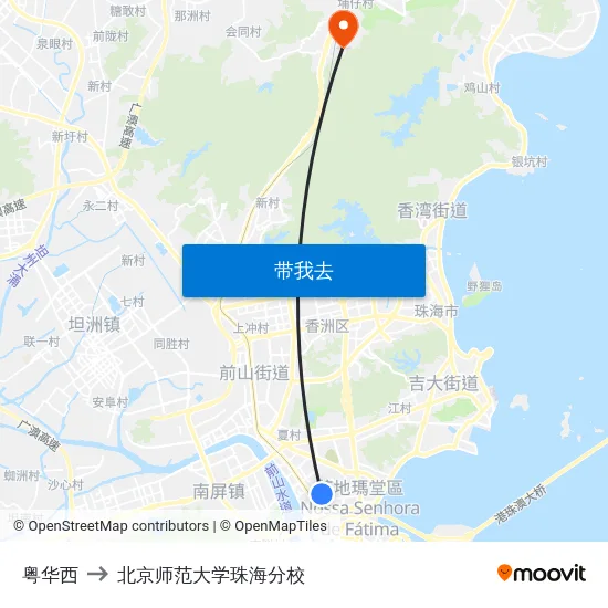 粤华西 to 北京师范大学珠海分校 map