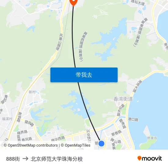 888街 to 北京师范大学珠海分校 map