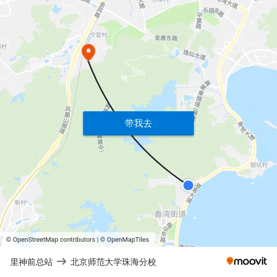 里神前总站 to 北京师范大学珠海分校 map