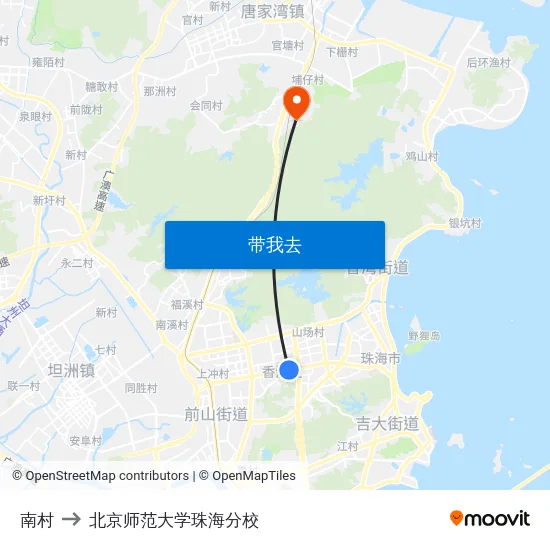 南村 to 北京师范大学珠海分校 map