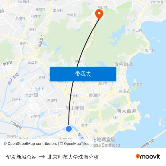 华发新城总站 to 北京师范大学珠海分校 map
