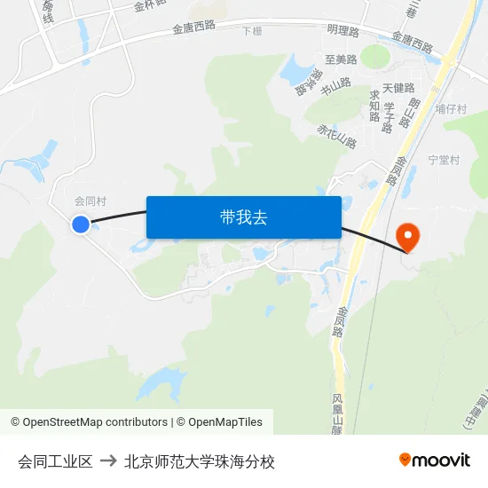 会同工业区 to 北京师范大学珠海分校 map