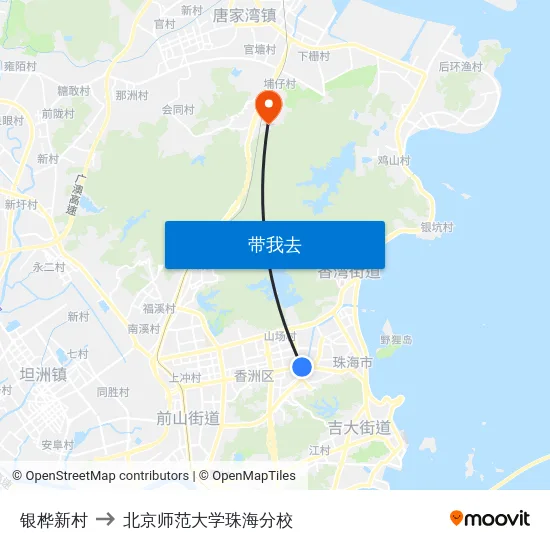 银桦新村 to 北京师范大学珠海分校 map