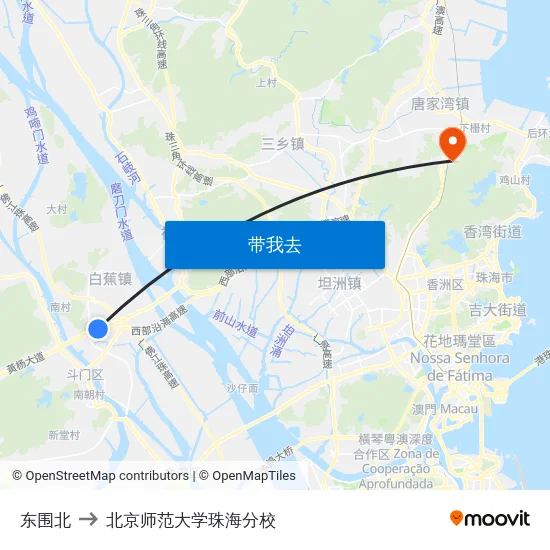 东围北 to 北京师范大学珠海分校 map