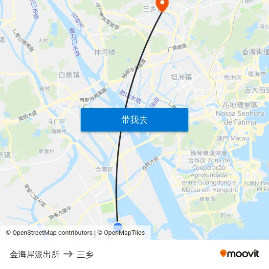 金海岸派出所 to 三乡 map
