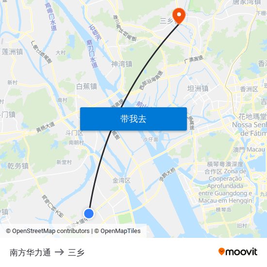 南方华力通 to 三乡 map