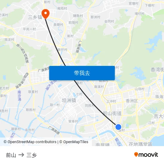 前山 to 三乡 map