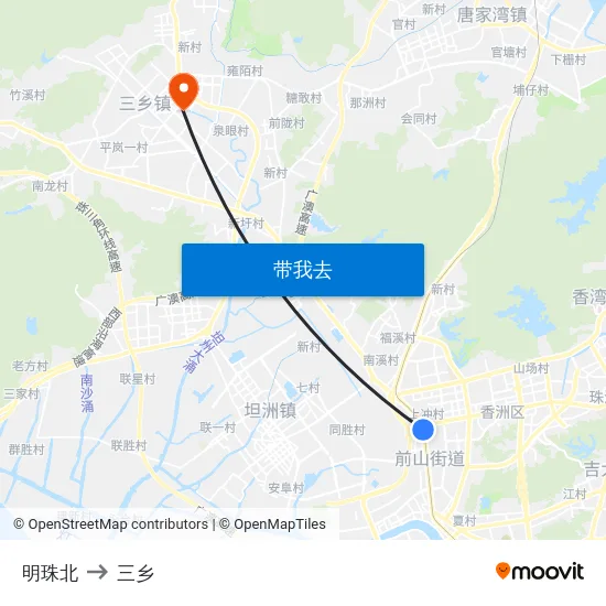 明珠北 to 三乡 map