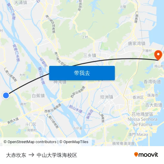 大赤坎东 to 中山大学珠海校区 map
