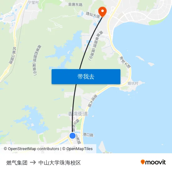 燃气集团 to 中山大学珠海校区 map