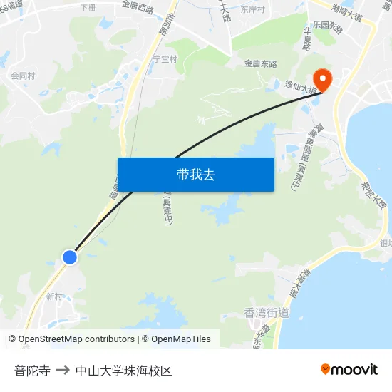 普陀寺 to 中山大学珠海校区 map