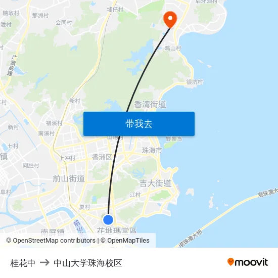 桂花中 to 中山大学珠海校区 map
