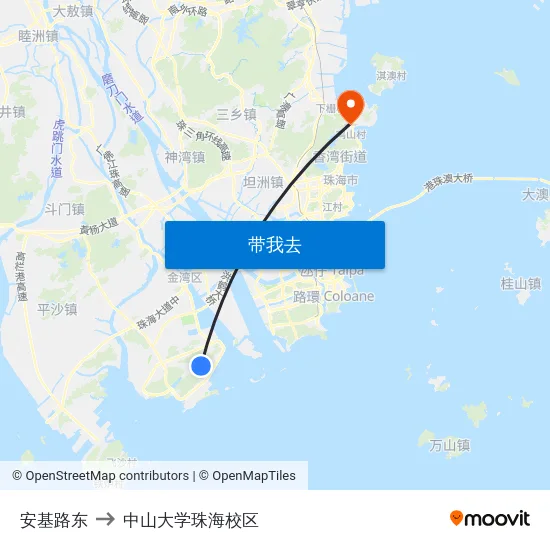 安基路东 to 中山大学珠海校区 map