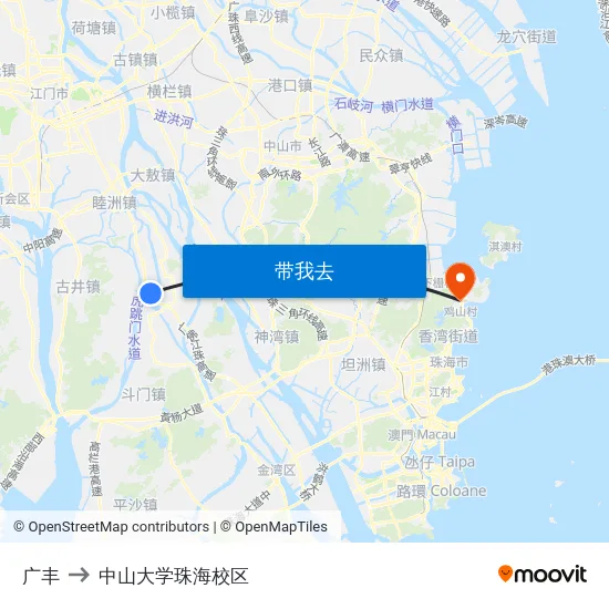 广丰 to 中山大学珠海校区 map