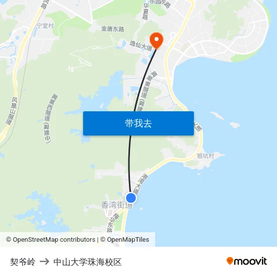 契爷岭 to 中山大学珠海校区 map