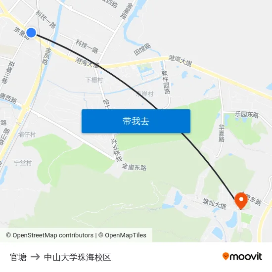 官塘 to 中山大学珠海校区 map