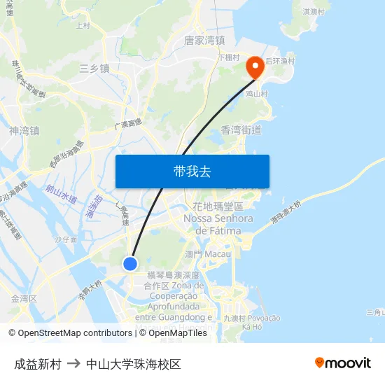 成益新村 to 中山大学珠海校区 map