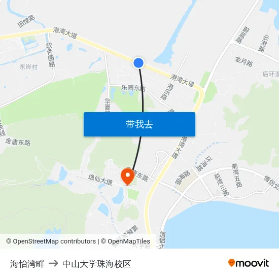 海怡湾畔 to 中山大学珠海校区 map