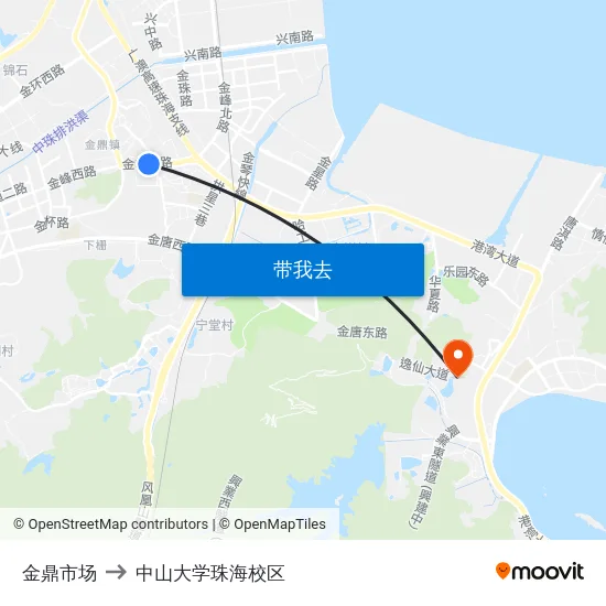 金鼎市场 to 中山大学珠海校区 map