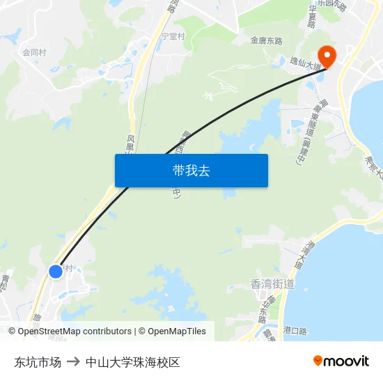 东坑市场 to 中山大学珠海校区 map