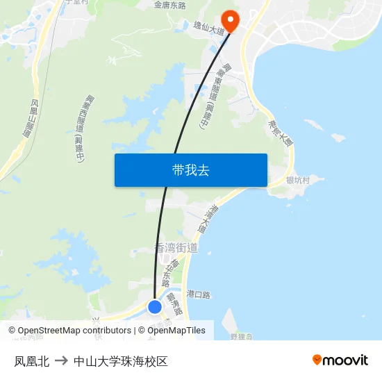凤凰北 to 中山大学珠海校区 map