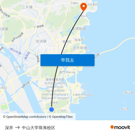 深井 to 中山大学珠海校区 map