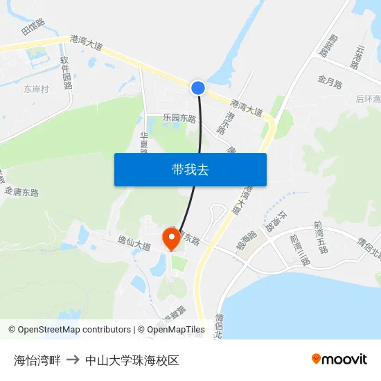 海怡湾畔 to 中山大学珠海校区 map