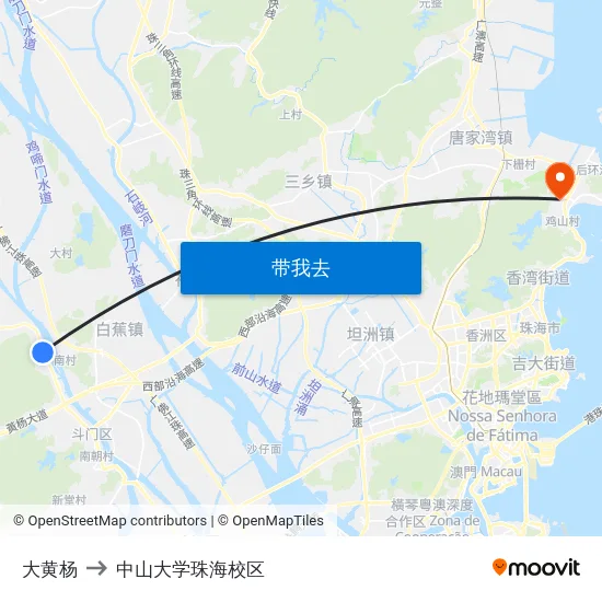 大黄杨 to 中山大学珠海校区 map