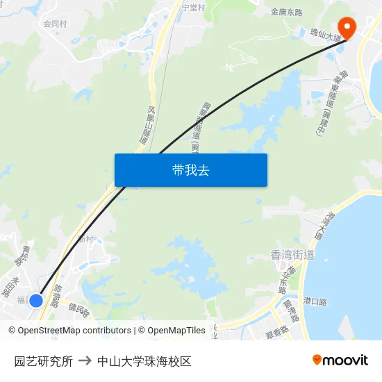 园艺研究所 to 中山大学珠海校区 map