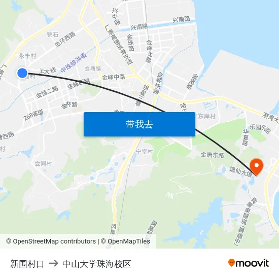 新围村口 to 中山大学珠海校区 map