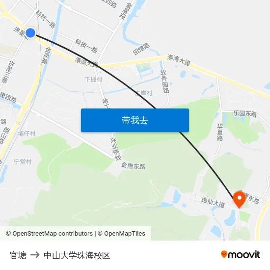 官塘 to 中山大学珠海校区 map