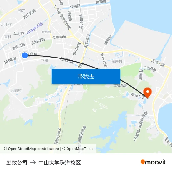 励致公司 to 中山大学珠海校区 map