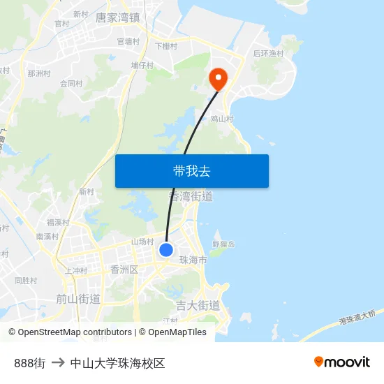 888街 to 中山大学珠海校区 map