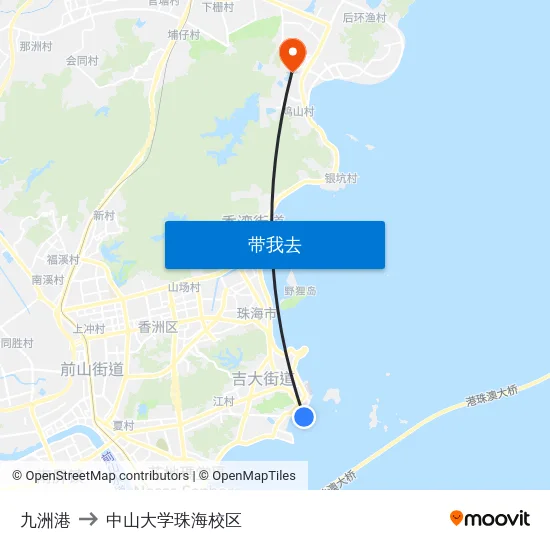 九洲港 to 中山大学珠海校区 map