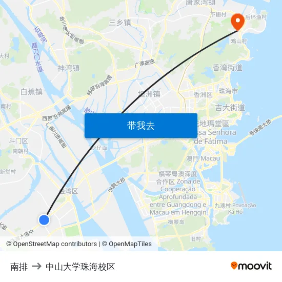 南排 to 中山大学珠海校区 map