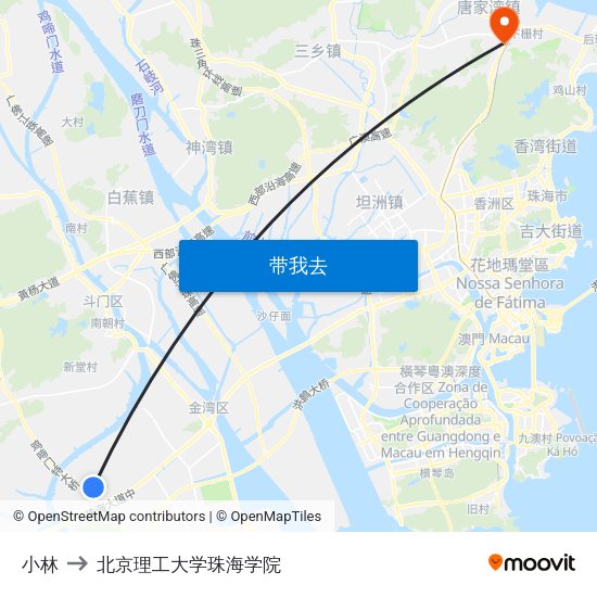 小林 to 北京理工大学珠海学院 map