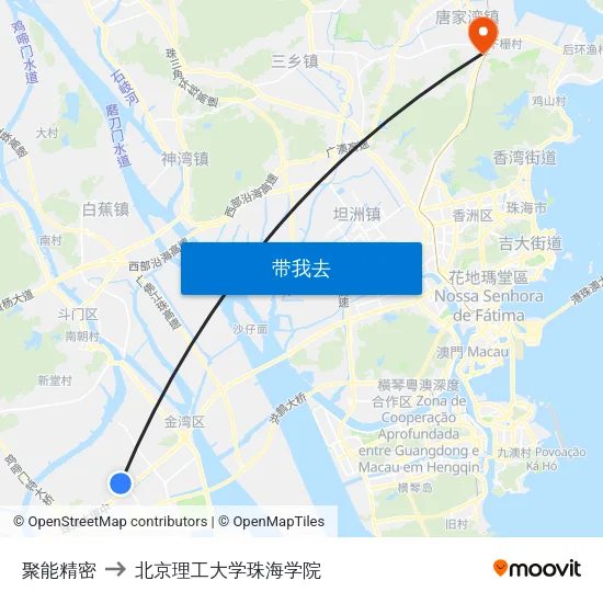 聚能精密 to 北京理工大学珠海学院 map