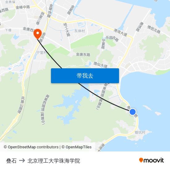 叠石 to 北京理工大学珠海学院 map