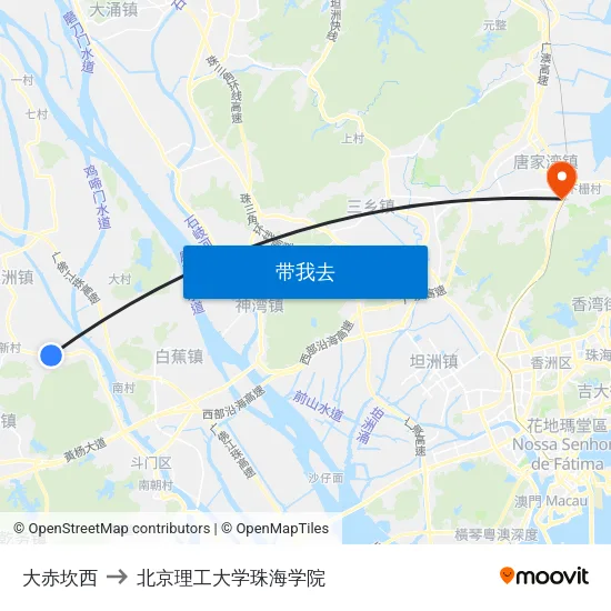 大赤坎西 to 北京理工大学珠海学院 map