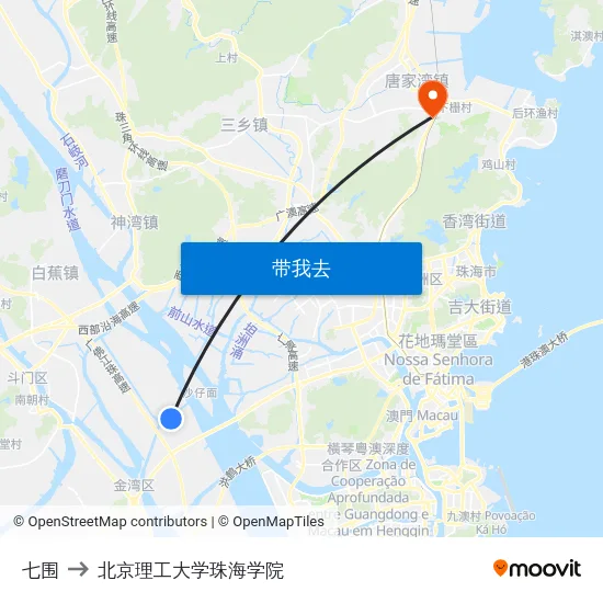 七围 to 北京理工大学珠海学院 map