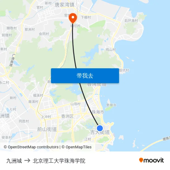 九洲城 to 北京理工大学珠海学院 map
