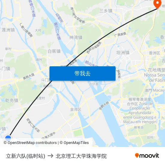立新六队(临时站) to 北京理工大学珠海学院 map