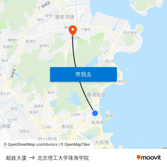 邮政大厦 to 北京理工大学珠海学院 map
