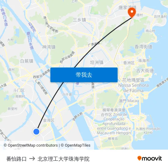 番怡路口 to 北京理工大学珠海学院 map